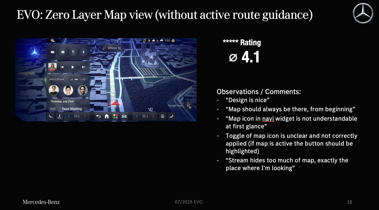 EVO zero-layer map view — observations on map visibility.
