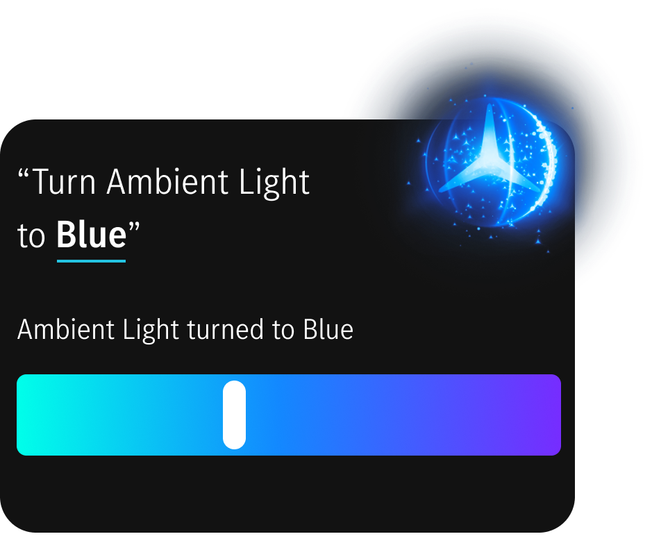 Figma widget: Turn ambient light to Blue, with a gradient slider for hue.