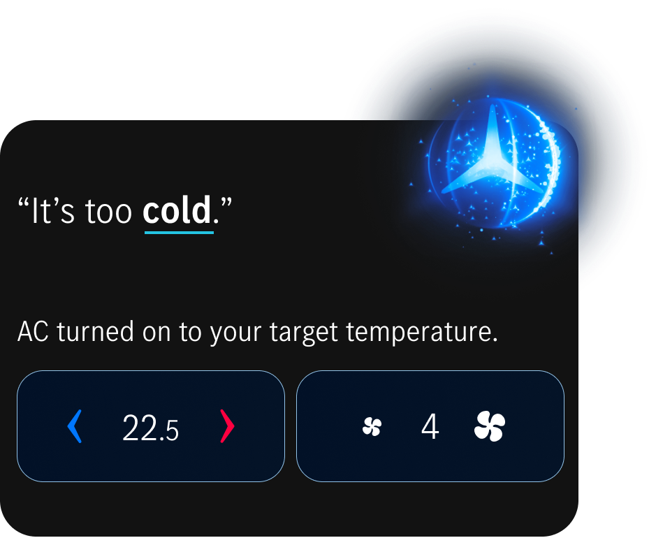 Figma widget: 'It's too cold' → AC turned on to target temperature.
