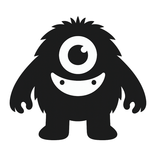 Monochrome silhouette logo of the horned monster.